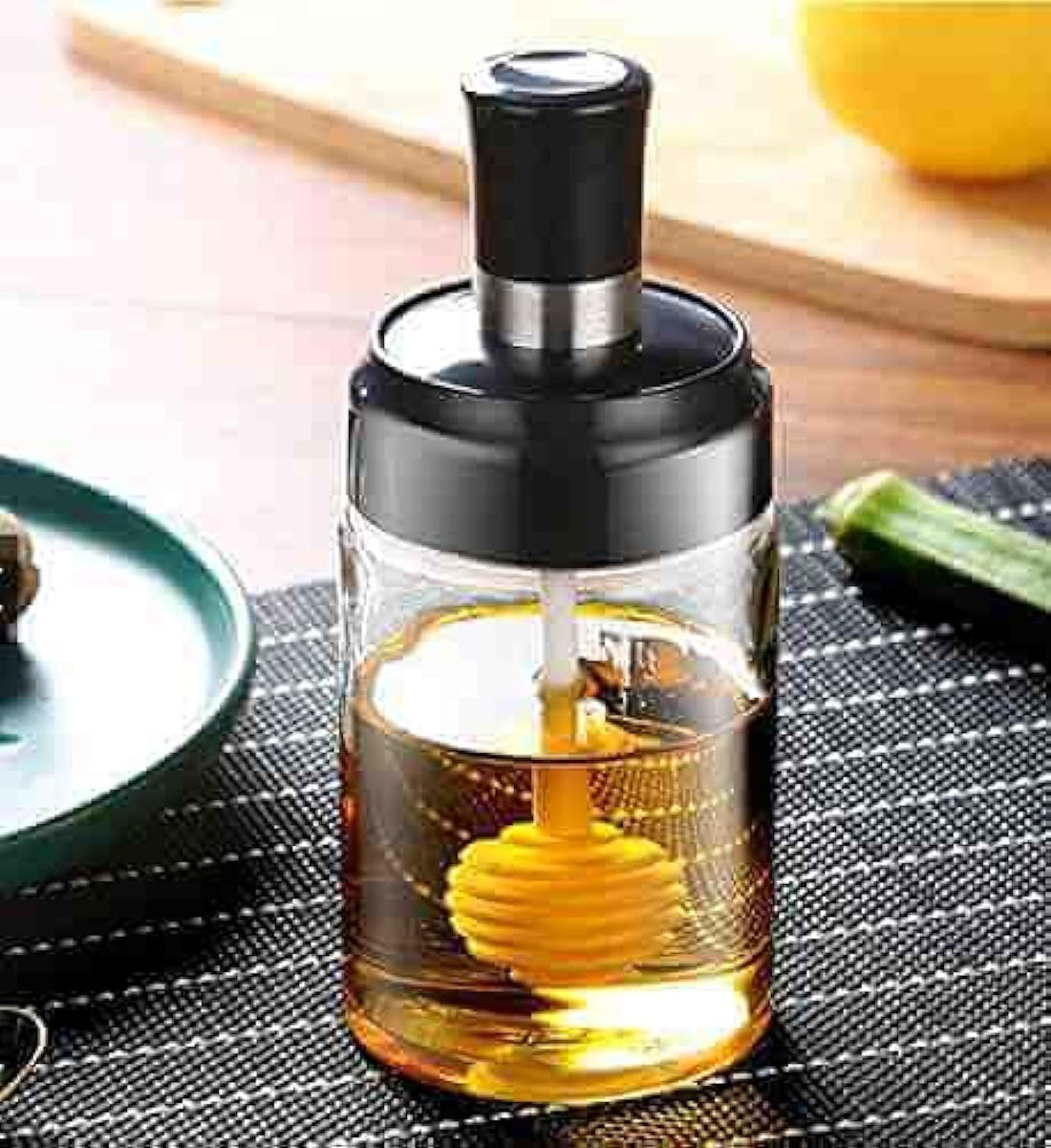 250ml Condiment Pots with Lids, Spices and Oil Salt Sugar Honey Condiment Container, Kitchen Spices Jars, Glass Spice Bottles for Home.-(Set of 2)