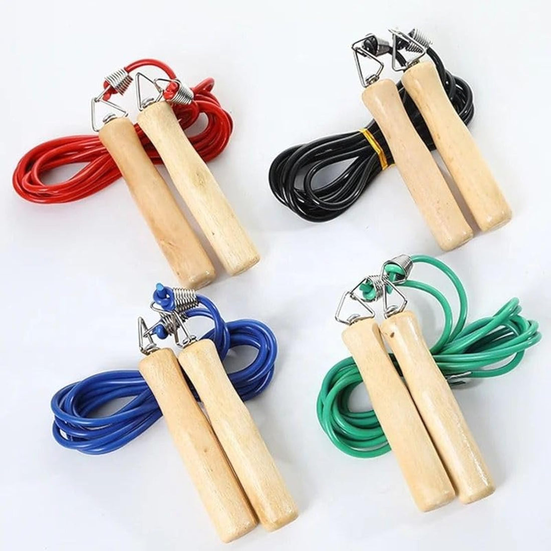 SportQ Classic Wooden Jump Rope - Skipping Rope with Wooden Handle, Jump Rope for Girls and Boys for Fitness Training, Exercise, Outdoor Activities (Red)