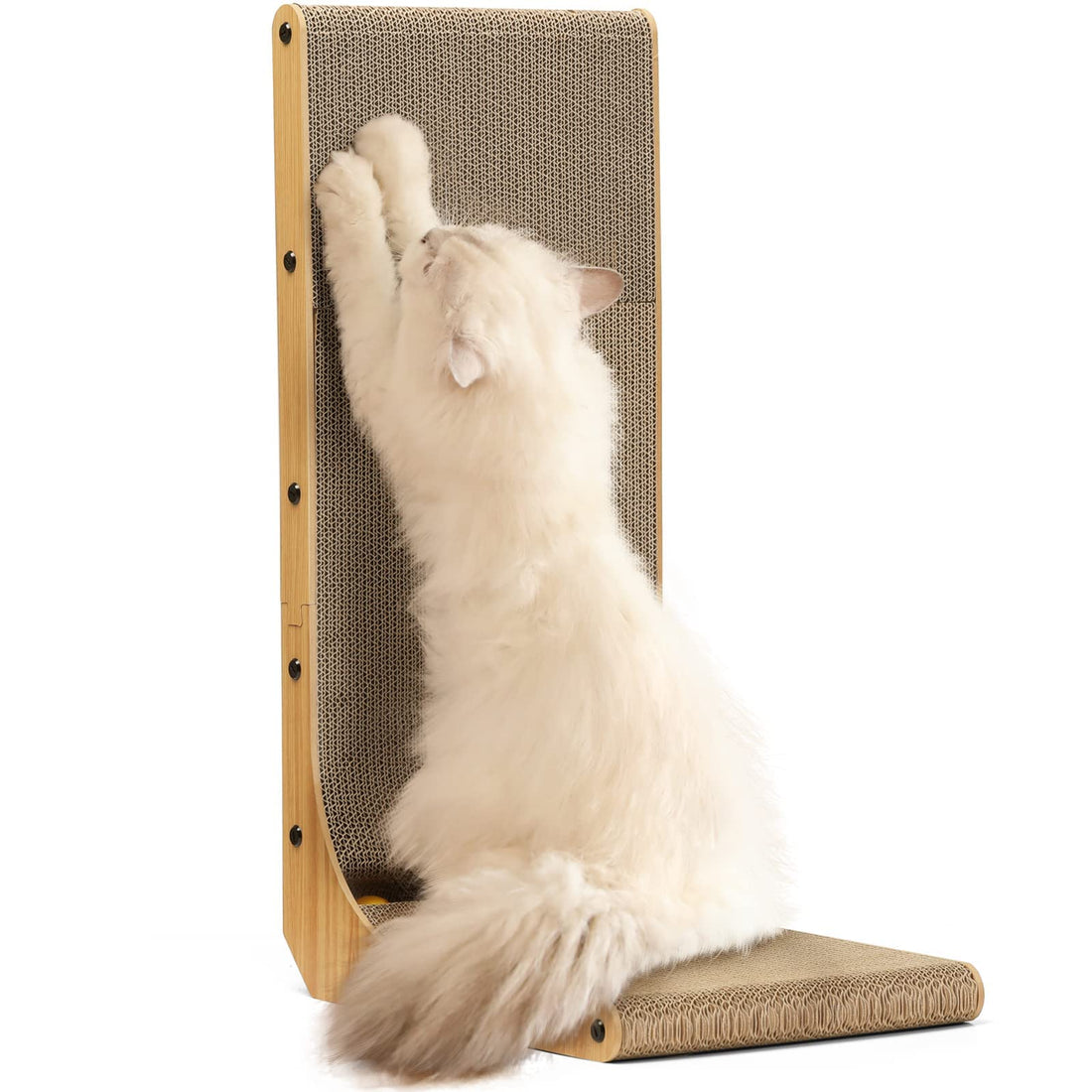 Cat Scratching Board,60cm L Shaped Vertical Cat Scratching Board with Ball Cat Toy, Large Cat Scratcher Pad, Brown