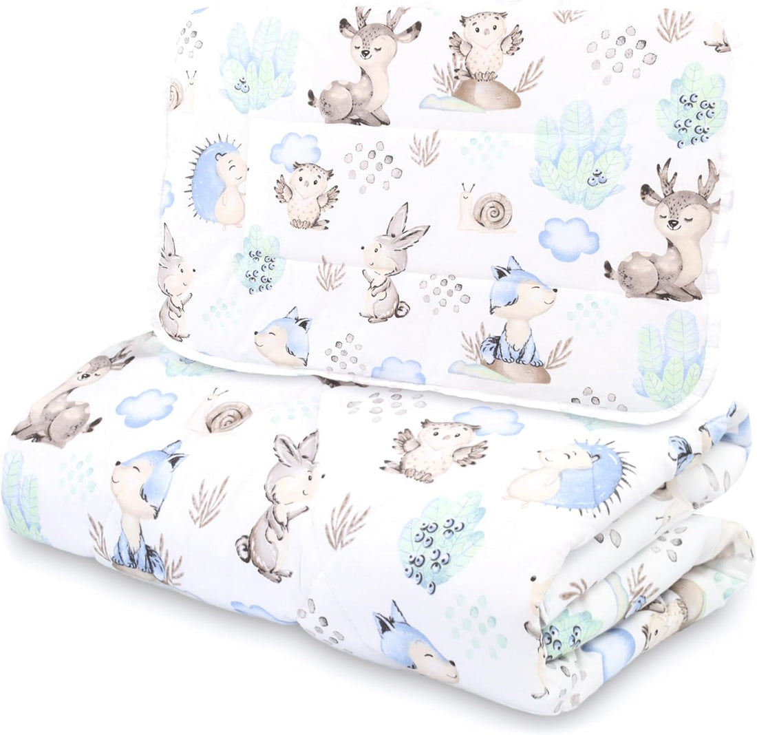 Moru Moro Kids Comforter Set 100x135cm with Pillow Baby Blanket for Kids Room Multi Pattern Cotton Cover