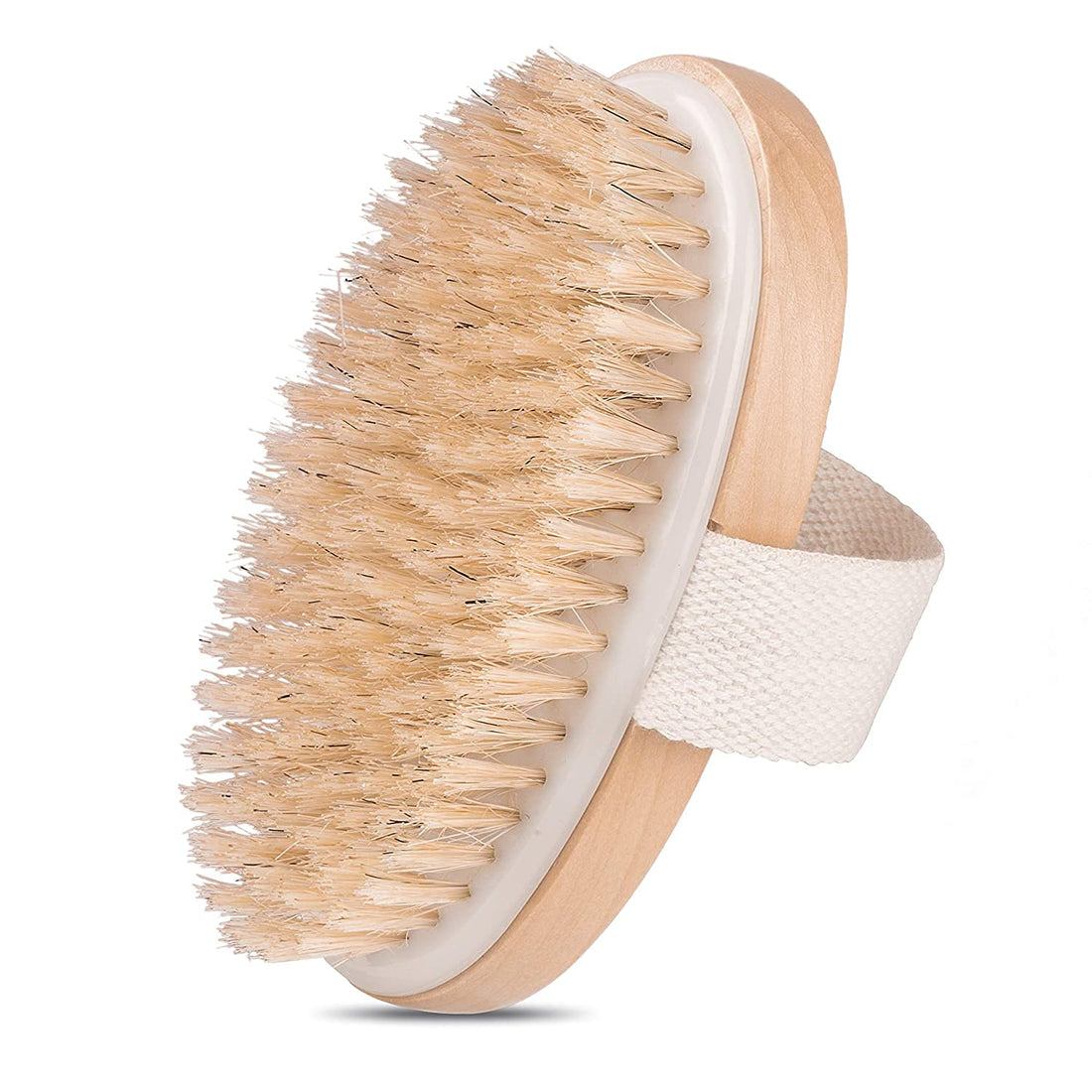 Triko Natural Wood Bristle Body Brush for Massage and Skin Exfoliation, Bath and Skin Care Brush, Shower, Exfoliating Bath Brush for Dry and Wet Skin (1 Piece)