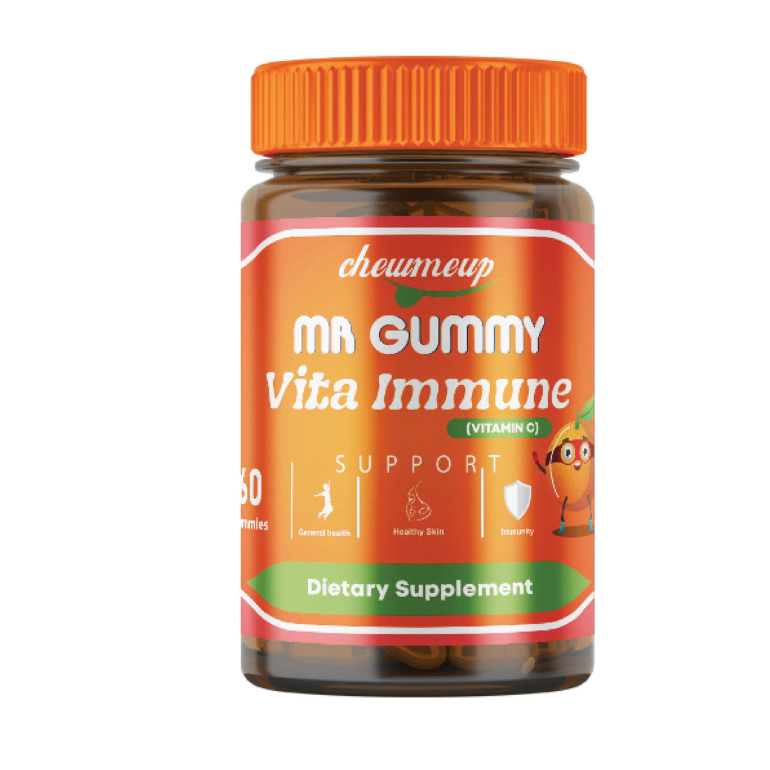 Mr Gummy Chewmeup Vita Immune Vitamin C Dietary Supplement, General Health and Immunity Support, 60 Gummies