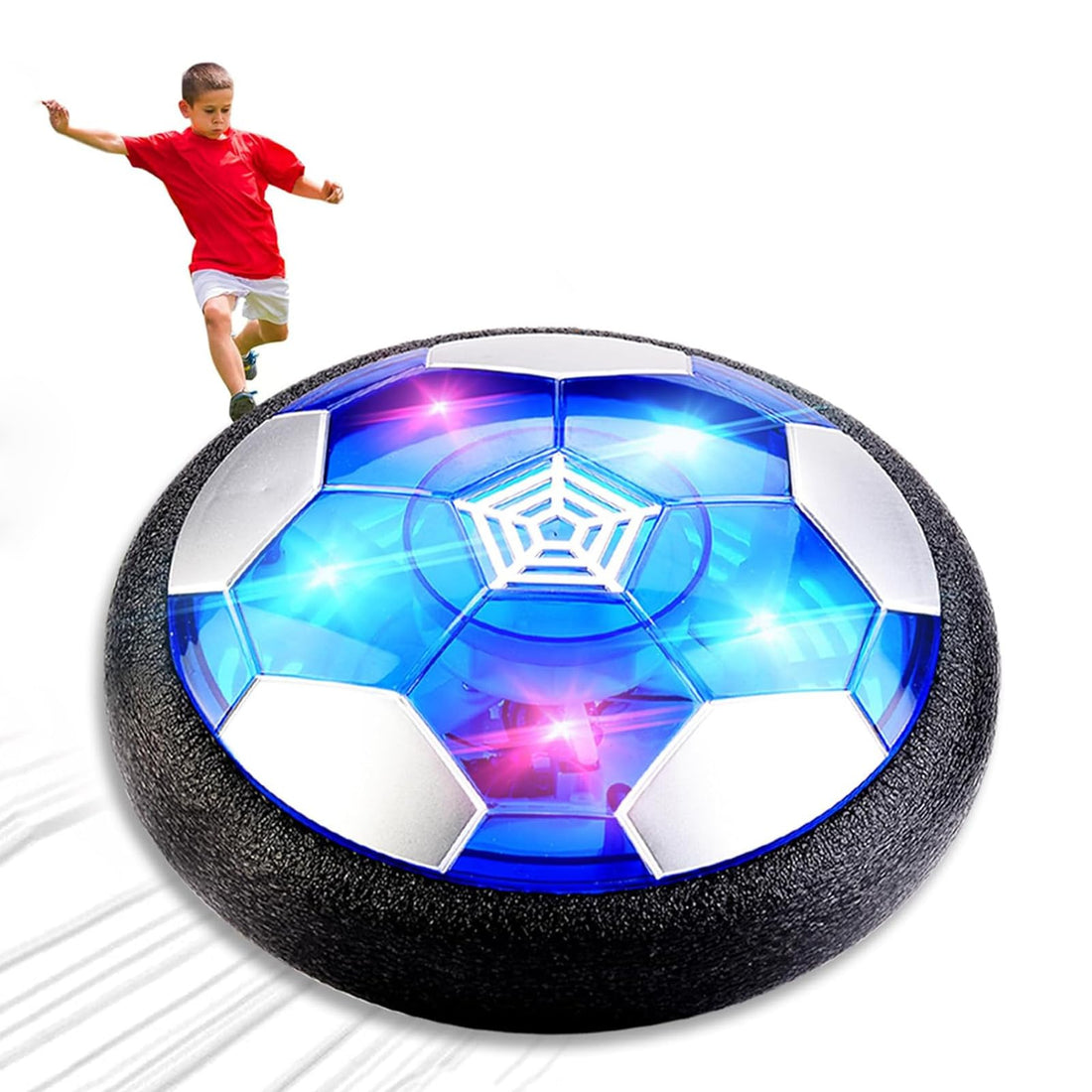 Beauenty Hover Soccer Toy, Rechargeable Floating Soccer Ball with Led Lights and Foam Cushion, New Soccer Toys for Indoor Use, Best Gift for Children's Soccer Toys (C)
