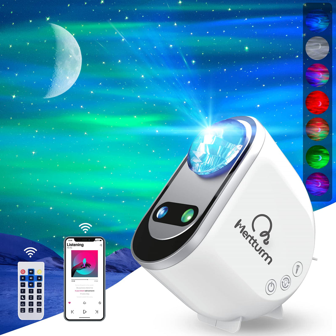 MERTTURM Starry Sky Projector, Smart Star Projector Lamp, 3D Galaxy with Voice Control, Timer, Bluetooth Speaker, Night Light for Children's Room Decoration, Birthday Gift