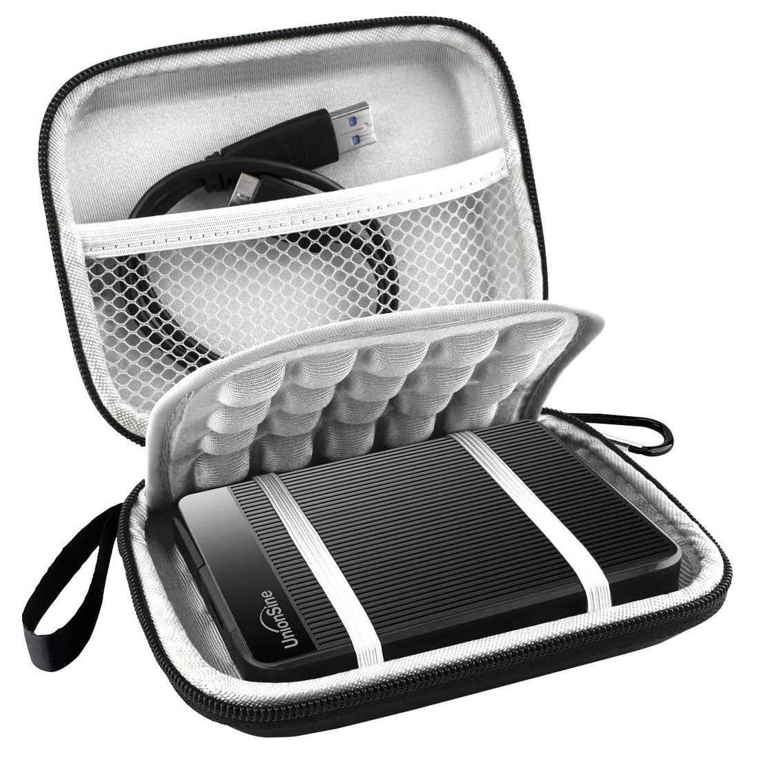 Lacdo Hard Drive Carrying Case for UnionSine Ultra Slim Portable External Hard Drive 1TB 2TB 4TB 500GB 320GB 250GB USB 3.0 2.5 Inch HDD EVA Shockproof Travel Bag, Black