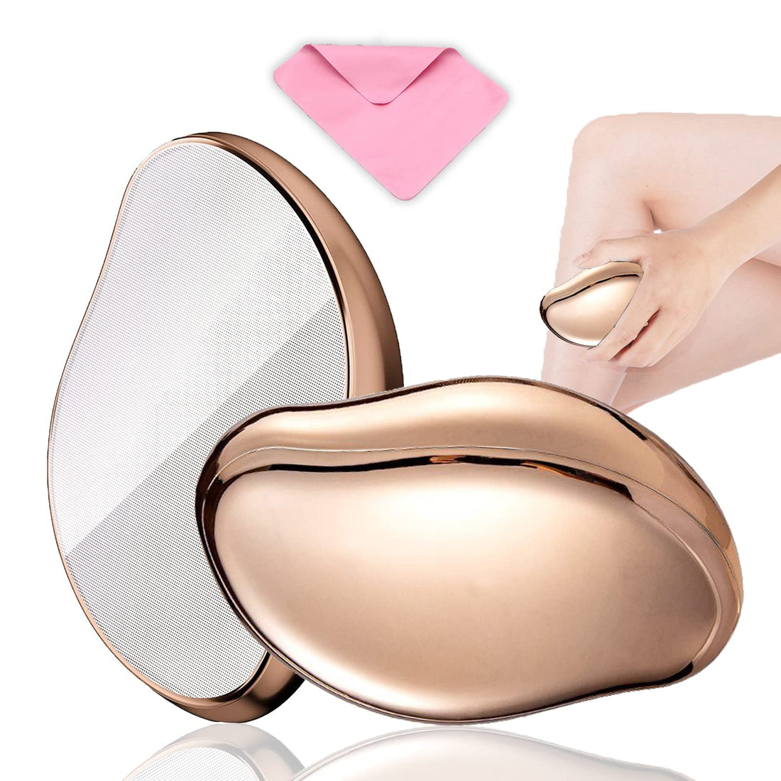 Crystal Hair Eraser, Portable Magic Painless Nano Crystal Hair Removal, Soft Silky Skin, Reusable Men & Women Physical Skin Exfoliator Tool Bring 1 Cleaning Cloth, for Any Part of The Body