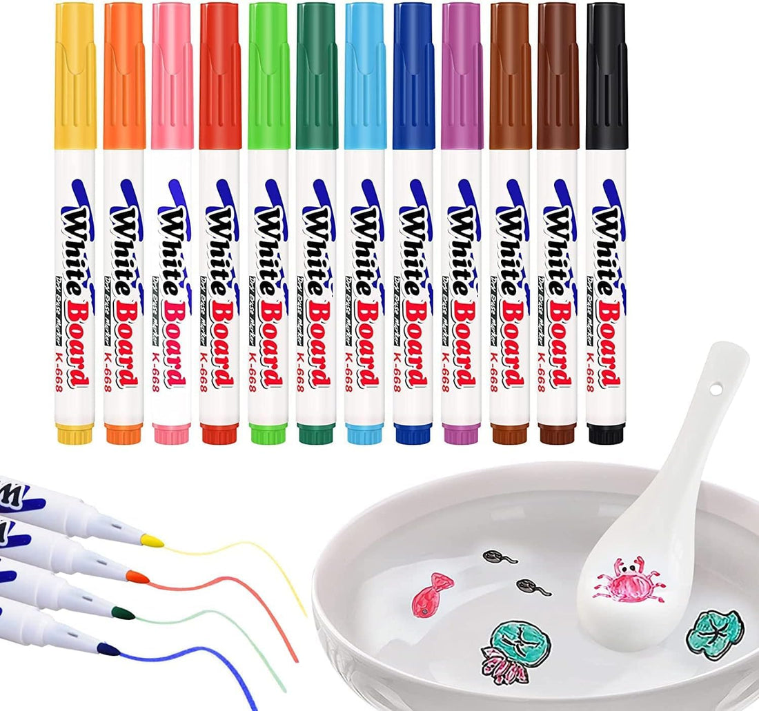 12 Colors Magic Water Drawing Whiteboard Pen Doodle Pens Floating Water Marker Colorful Doodle Eco Friendly Drawing Teaching