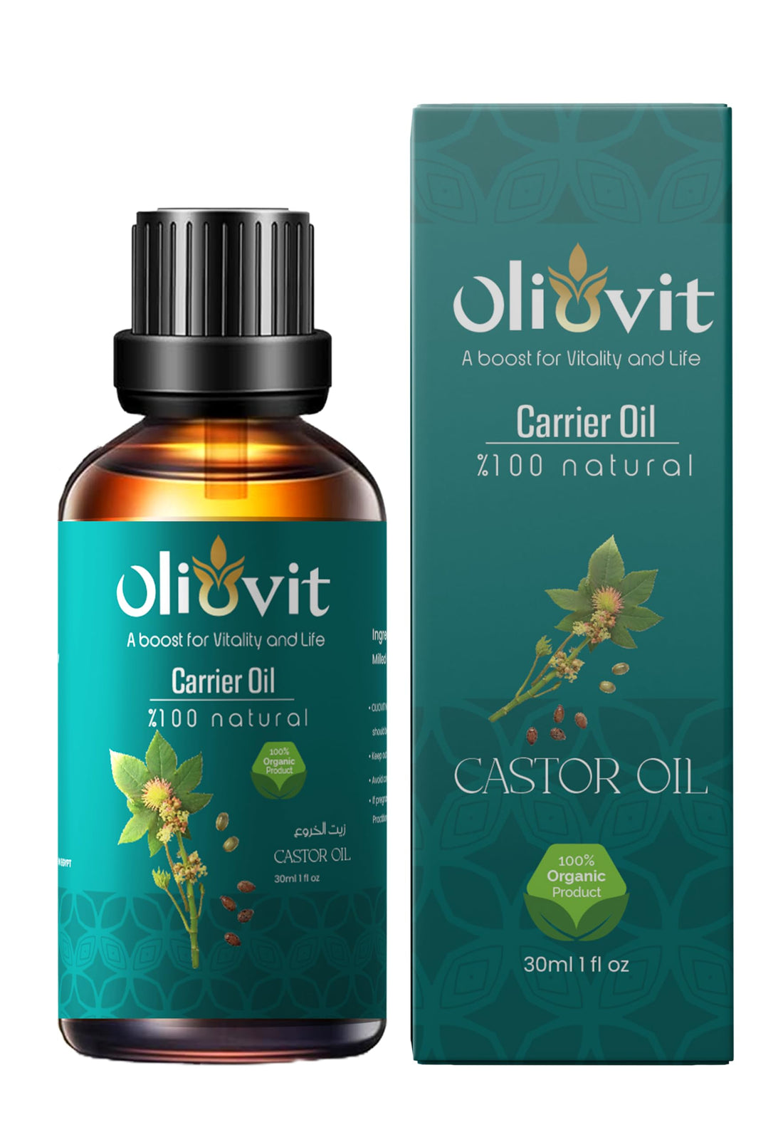 A Bottle Of Castor Oil That Nourishes Hair, Skin And Eyelashes, 30 Ml - Turquoise