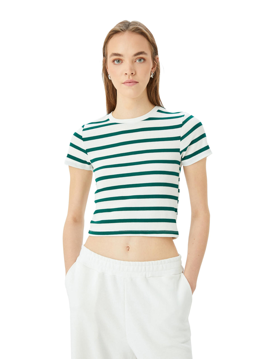 KOTON Womens Striped T-Shirt Modern