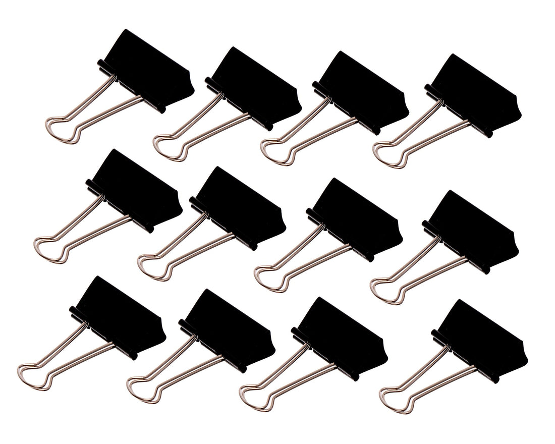 Elmaayergy DL-0001 23751 CL-2 Set Of 12 Pieces Of Metal Binder Clips 51MM, Premium Materials Ensure Durability And Professional Finish - Black