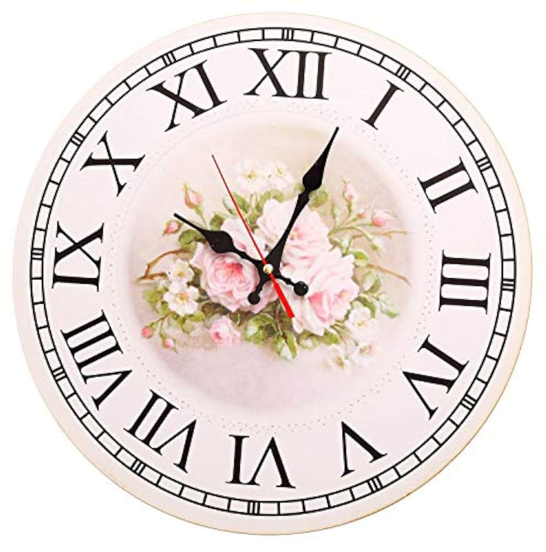 Round Printed Wooden Wall Clock With Metal Analog - Multi Color