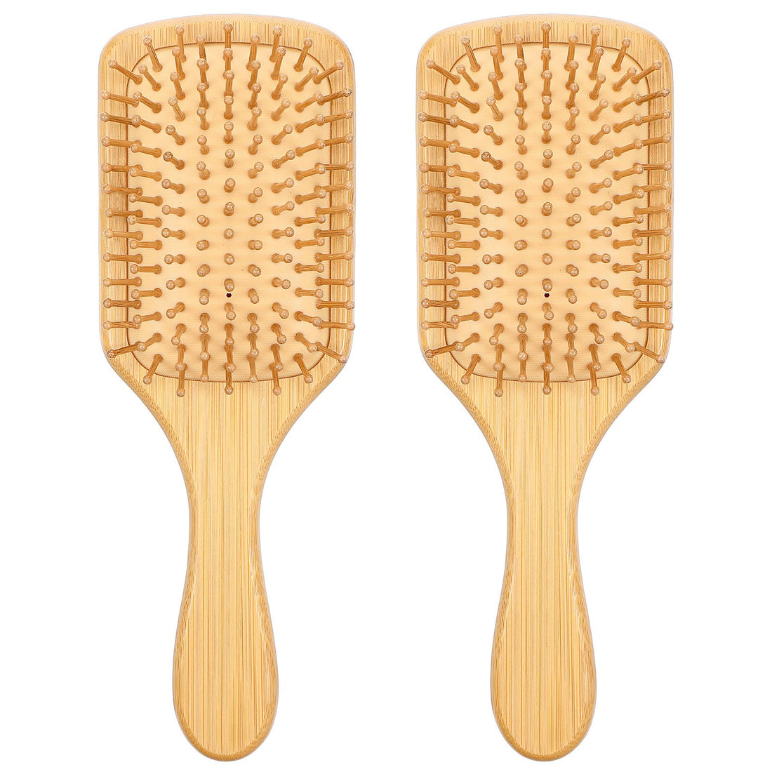 2 Pcs Bamboo Hair Brush with Paddle Rounded Wood Bristles Hairbrush for Women Detangling and Gently Massaging Scalp Wooden Paddle Hairbrush for All Hair Types Growth