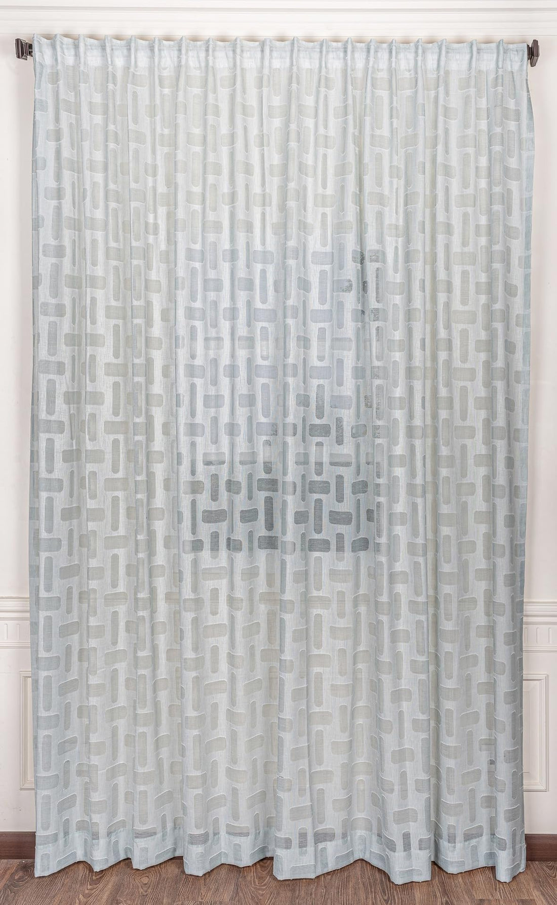 Curtains & Rods Explora Patterned Sheer Jacquard Linen Curtains - Mint - Extra Wide, 1 Panel (300cm W x 280cm L)