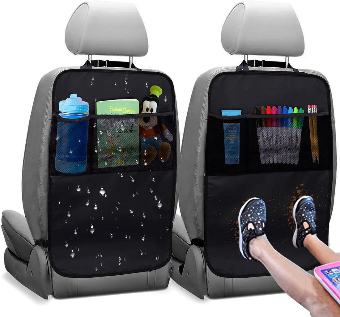 2 Pieces Car Seat Protector, Waterproof Rear Seat Protector, Car Seat Protector with 2 Seat Storage Bags