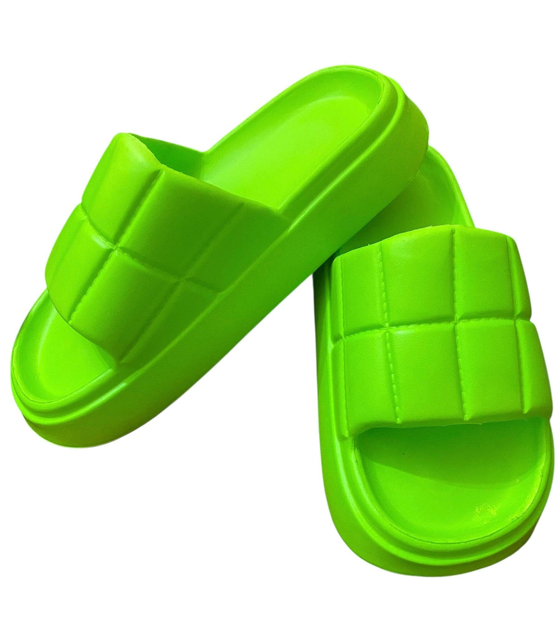 Green Slippers for Women Girls with Comfortable Medical Sole - Checkered Slippers - Soft Slippers - Perfect for Home, Beach and Street - Waterproof and Non-Slip - Women's Flip Flops