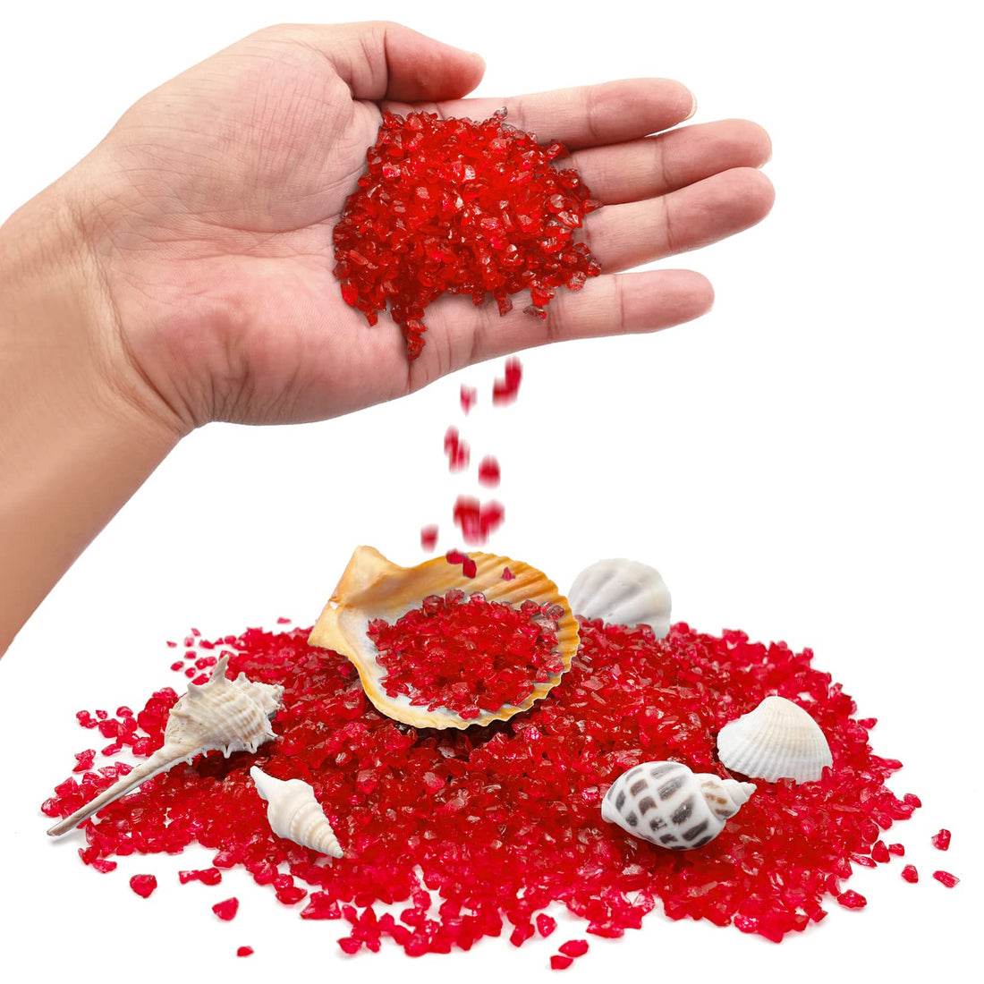 Vase Fillers, Fish Tank Glass Sand, Aquarium Gravel, Vase Decorate Sand Micro Landscape Pebbles Glass Beads for Home Decoration (red)