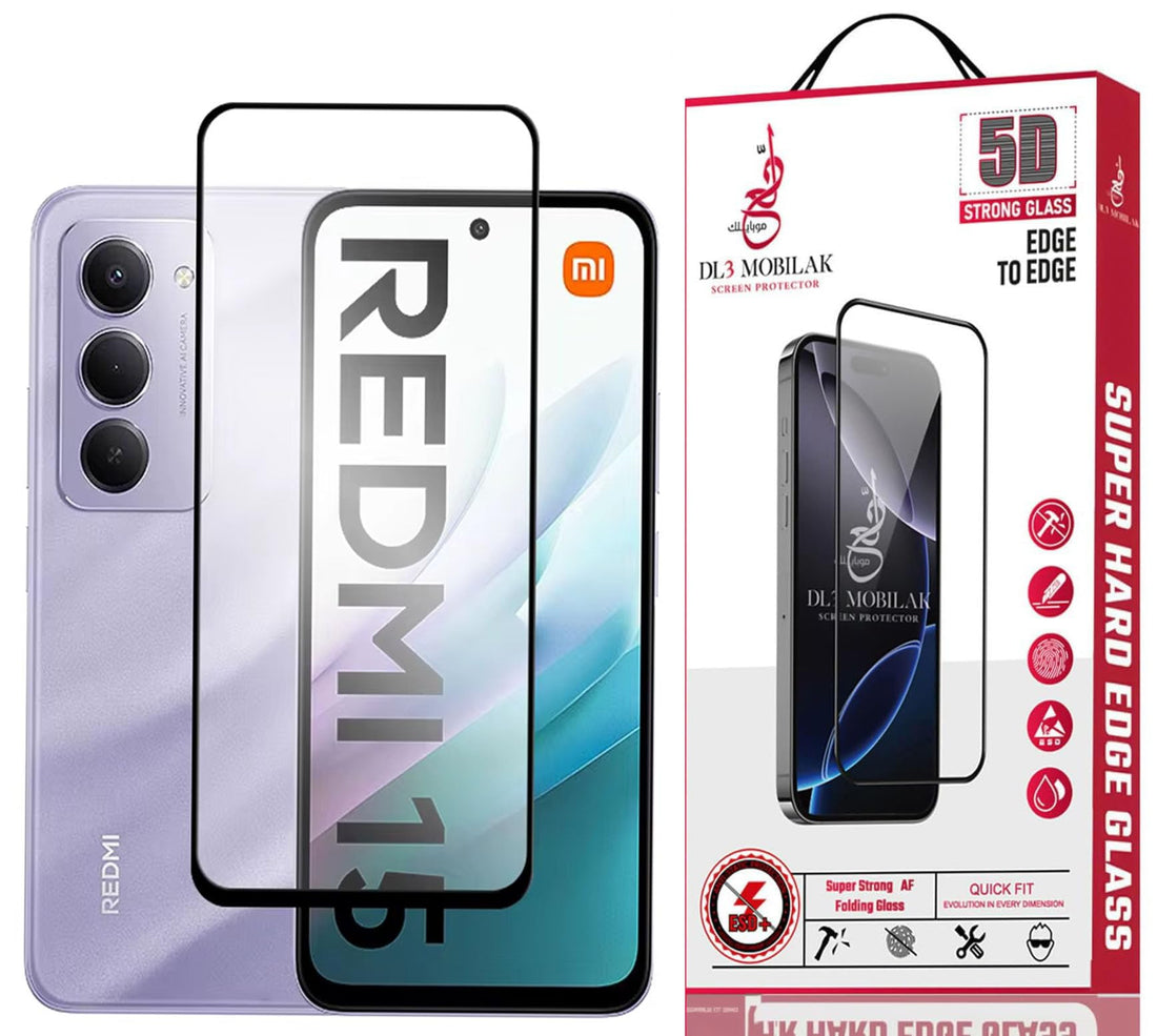 Dl3 Mobilak for Xiaomi Redmi 15 4G / 5G Tempered Glass Screen Protector, 9H Hardness Anti-Scratch Tempered Glass flim, Case Friendly, Anti-Scratch