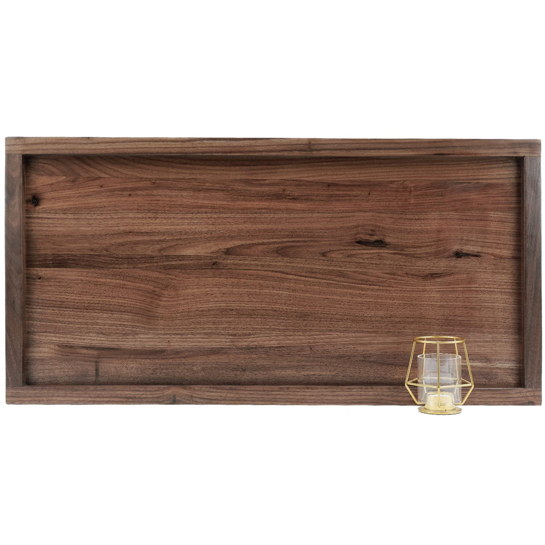 30 x 15 Inches Large Rectangle Black Walnut Wood Ottoman Tray, Serve Tea, Coffee Classic Wooden Decorative Walnut Serving Tray