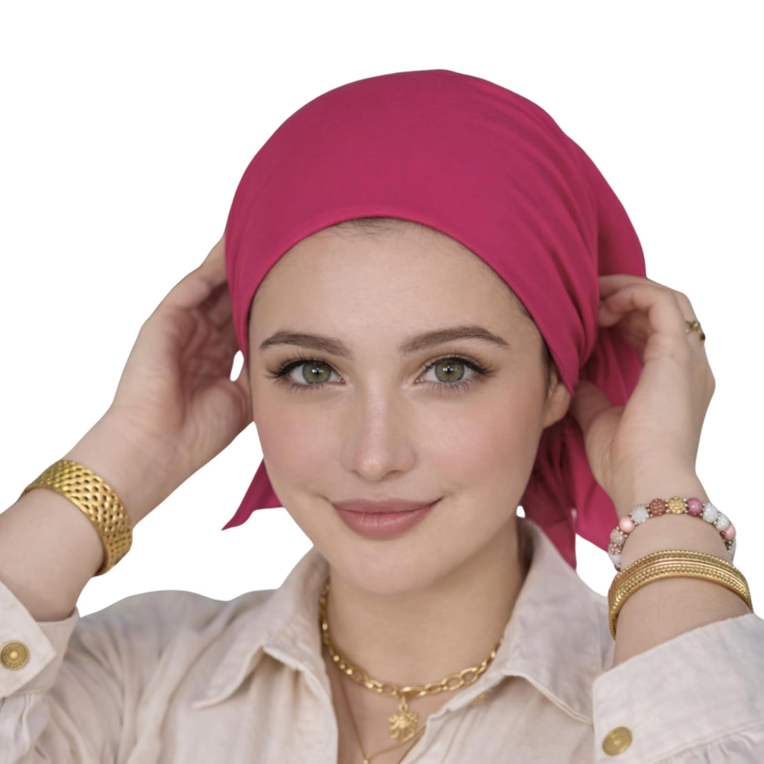 Women's Bandana Hijab Head Scarf, Soft Stretch Turban Head Wrap, Modest Under Scarf for Everyday Wear, 100% Cotton