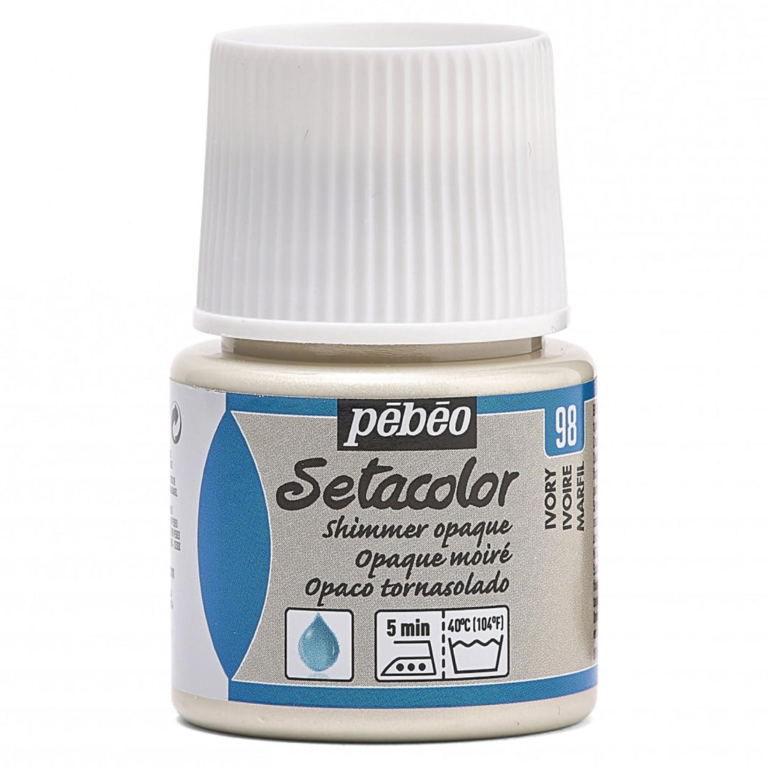 PEBEO Setacolor Opaque Fabric Paint 45-Milliliter Bottle, Shimmer Ivory