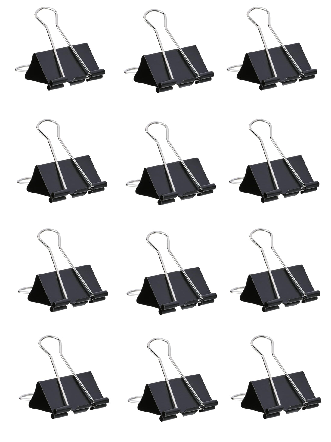 Binder Clips - Metal Binder Clips, Multipurpose 12 Pieces, Black And Silver (Model - YZW-0006, 15MM)