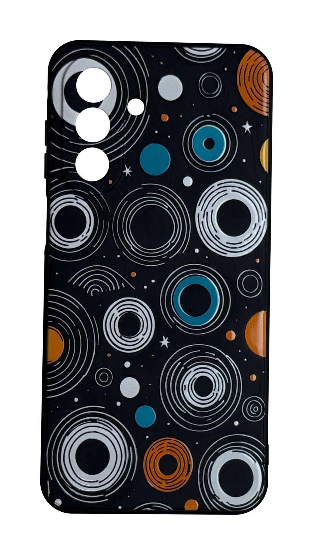 Mobile Magic Silicon Soft Case Microfiber Lining with 3D Flowers Prints For Samsung Galaxy A24 (Circles)