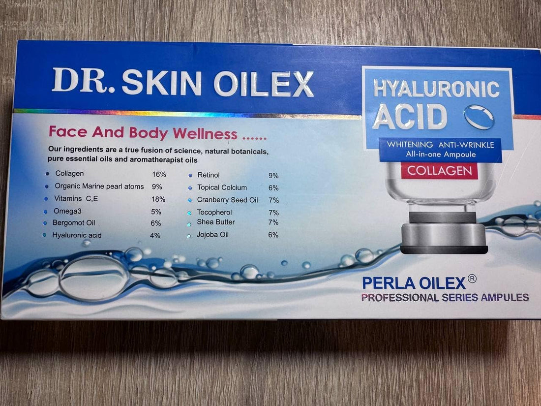 Perla Oilex Professional Ampoule Serum - Secret of Your Lasting Youth with Swiss Nanotechnology | Collagen 16%, Retinol & Hyaluronic | Firming Wrinkles & Instant Glow (Pack of 5 Ampoules x 10ml)