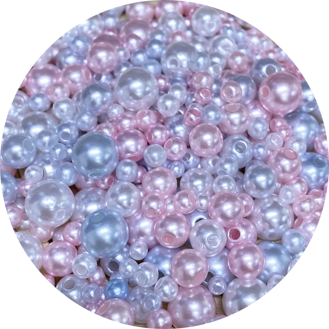 30g Mixed 3-8mm Pearl Beads Round Loose Satin Pearls Plastic Crafts Beads for Jewelry Making Earring Bracelet Necklace Key Chains Vase Fillers Home Decoration (Mixed Pink Blue Series)
