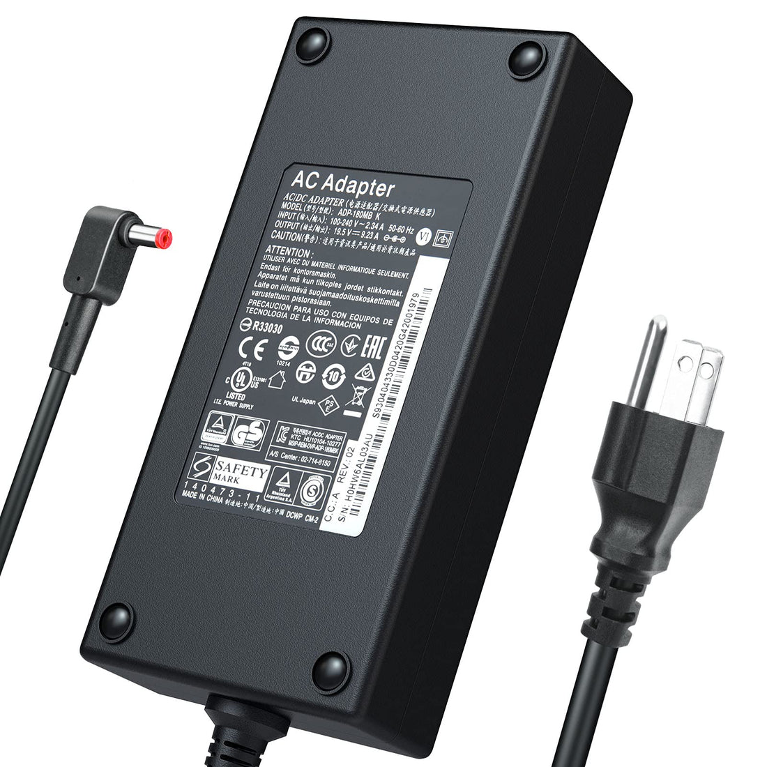 180W AC Charger Fit for Acer Predator Helios 300 PH315-51 PH317-52 PH315-52 PH317-53 G3-572 Triton 500 Aspire 7 A717-71G,ADP-135KB T VN7-793G VN7-593G Nitro 5 Series Laptop Power Adapter Supply Cord