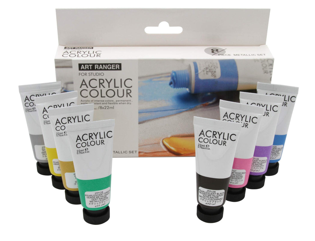 Art Ranger Acrylic Paint Set for Painting on Canvas, Set of 8 Metal Tubes, Each 22 ml Tube, Multi-Colour, 176 ml