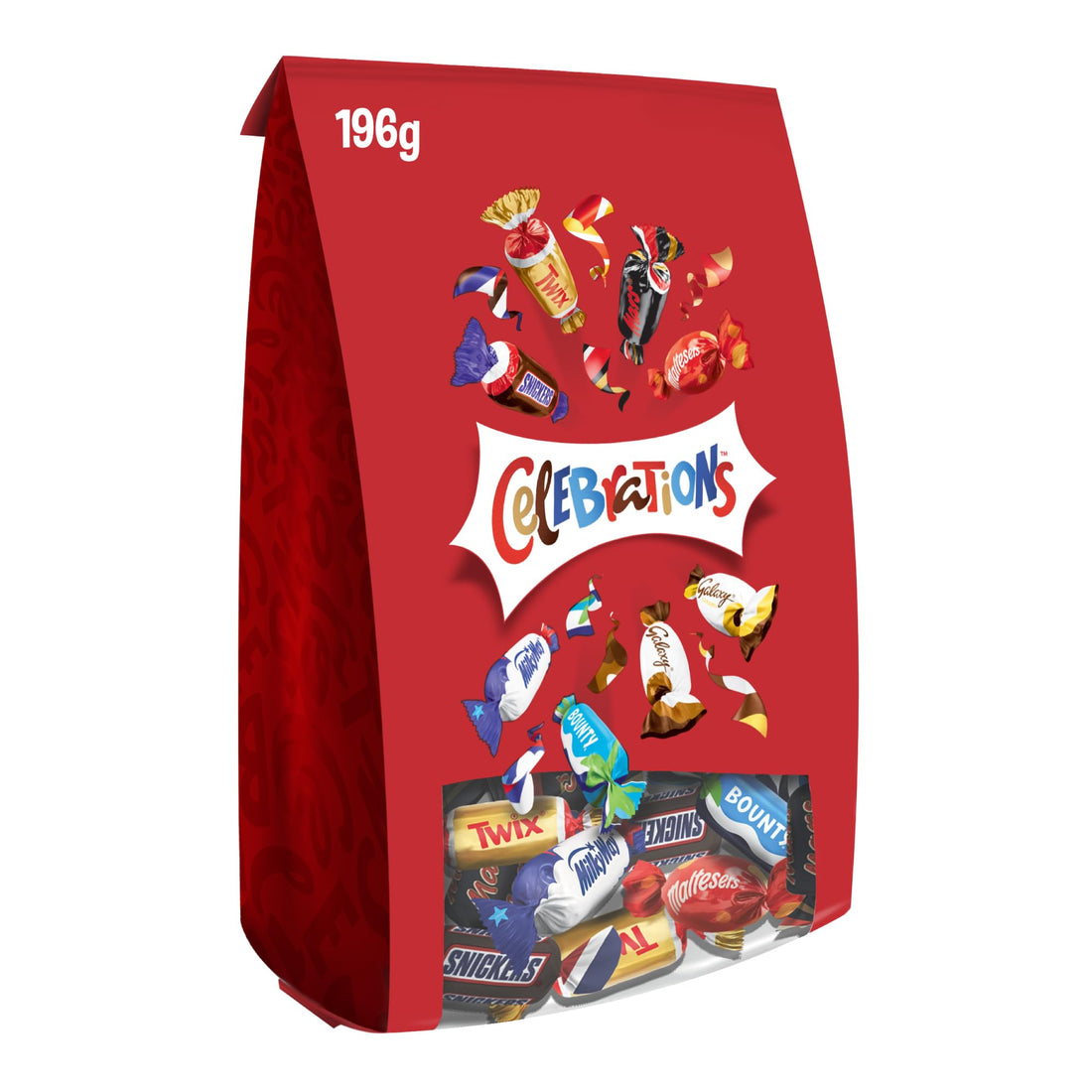 Celebration Chocolate, 196g, Your Favorite Chocolate Candy Mix, Twix, Snickers, Maltesers, Galaxy Milk, Bounty, Milky Way, Mars, and Galaxy Caramel