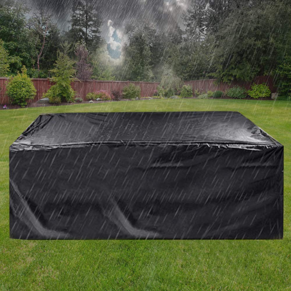 Outdoor Furniture Covers Waterproof, Patio Furniture Covers 420D Oxford Polyester Large Size 315X180X74cm for 12-14 Seat Patio Table Chair Windproof UV Protective Furniture Set Covers Black