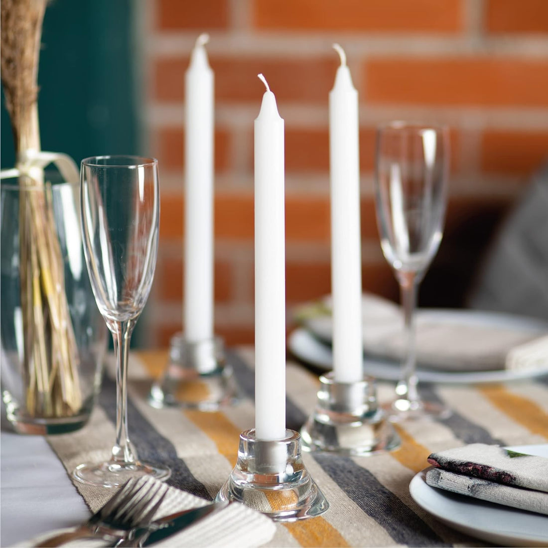 4 Taper Candles – 8-Hour Burn Time Each – 26 cm Tall – Smokeless – Fits All Candle Holders – Clean, Even Burning – Perfect for Weddings, Dinner Parties| Total Weight: 310gm (4, White)