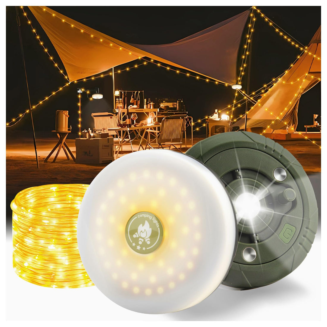 Led String Lights Camping Lights for Tents 2000mAh Rechargeable Portable Camping Light with 20M Fairy Lights Waterproof Garden String Lights Adjustable Lighting Patterns
