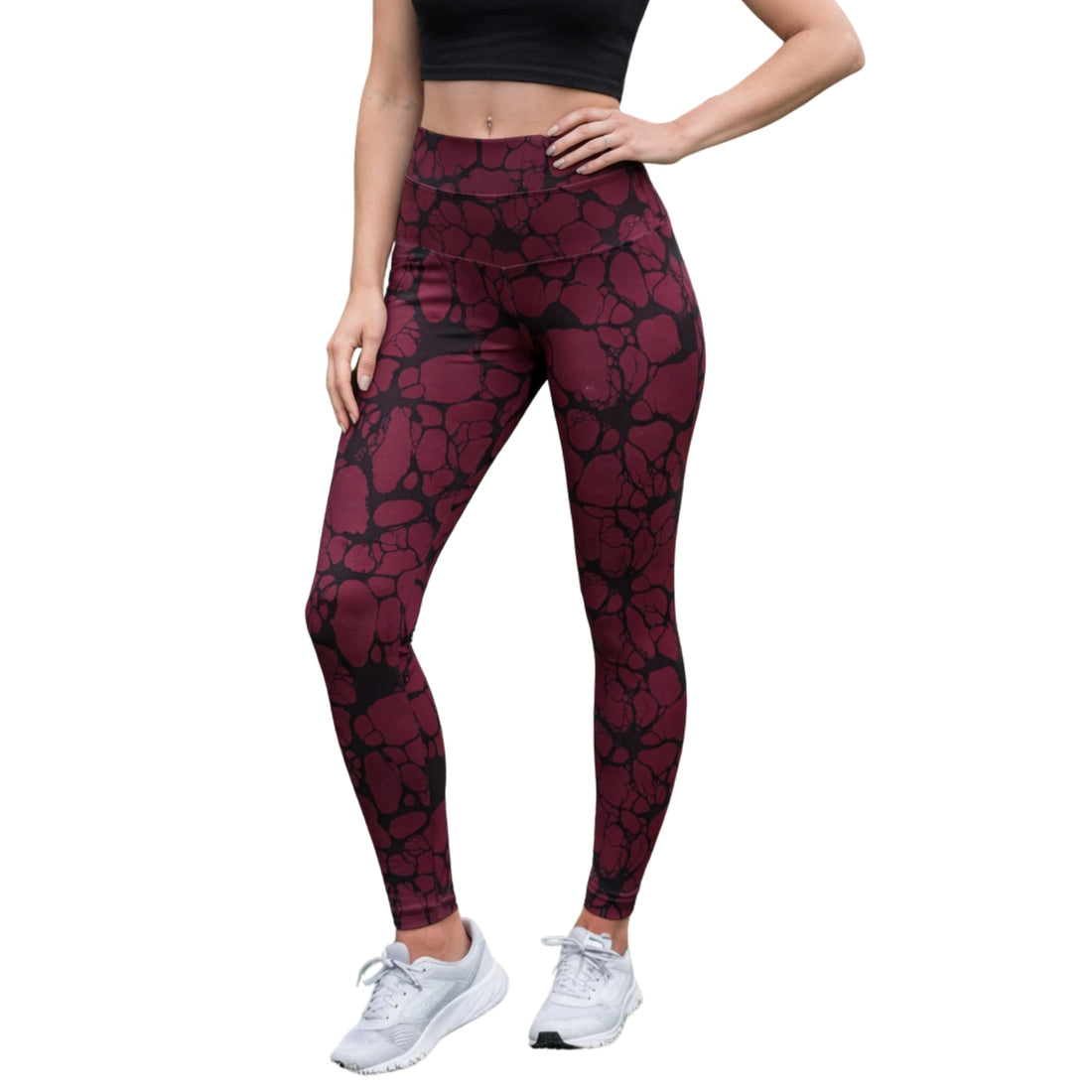 High Waisted Full Length Workout, Women's Athletic Leggings with Signature Pattern. Comfortable and Stretchy for Sport and Everyday Style for Girls and Women