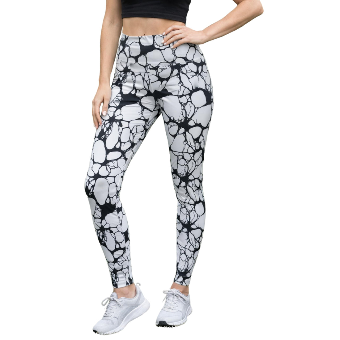 High Waisted Full Length Workout, Women's Athletic Leggings with Signature Pattern. Comfortable and Stretchy for Sport and Everyday Style for Girls and Women