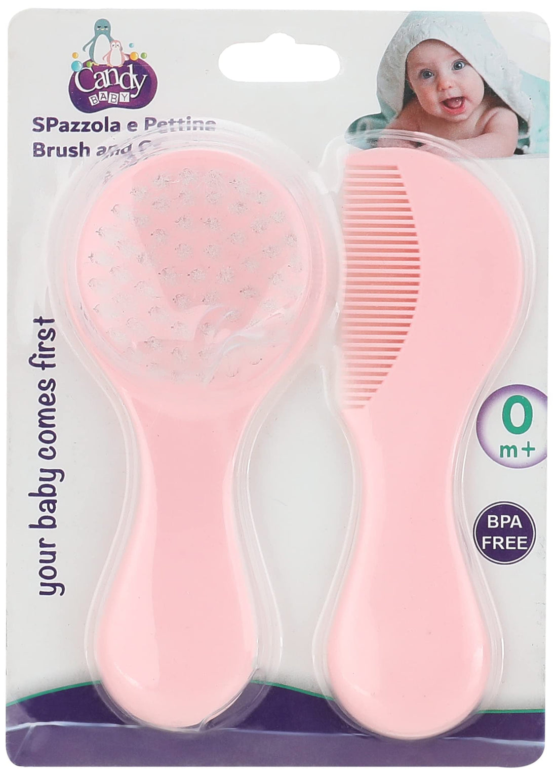 Candy Baby Brush and Comb BPA Free For Girls-Rose-+ 0 Month