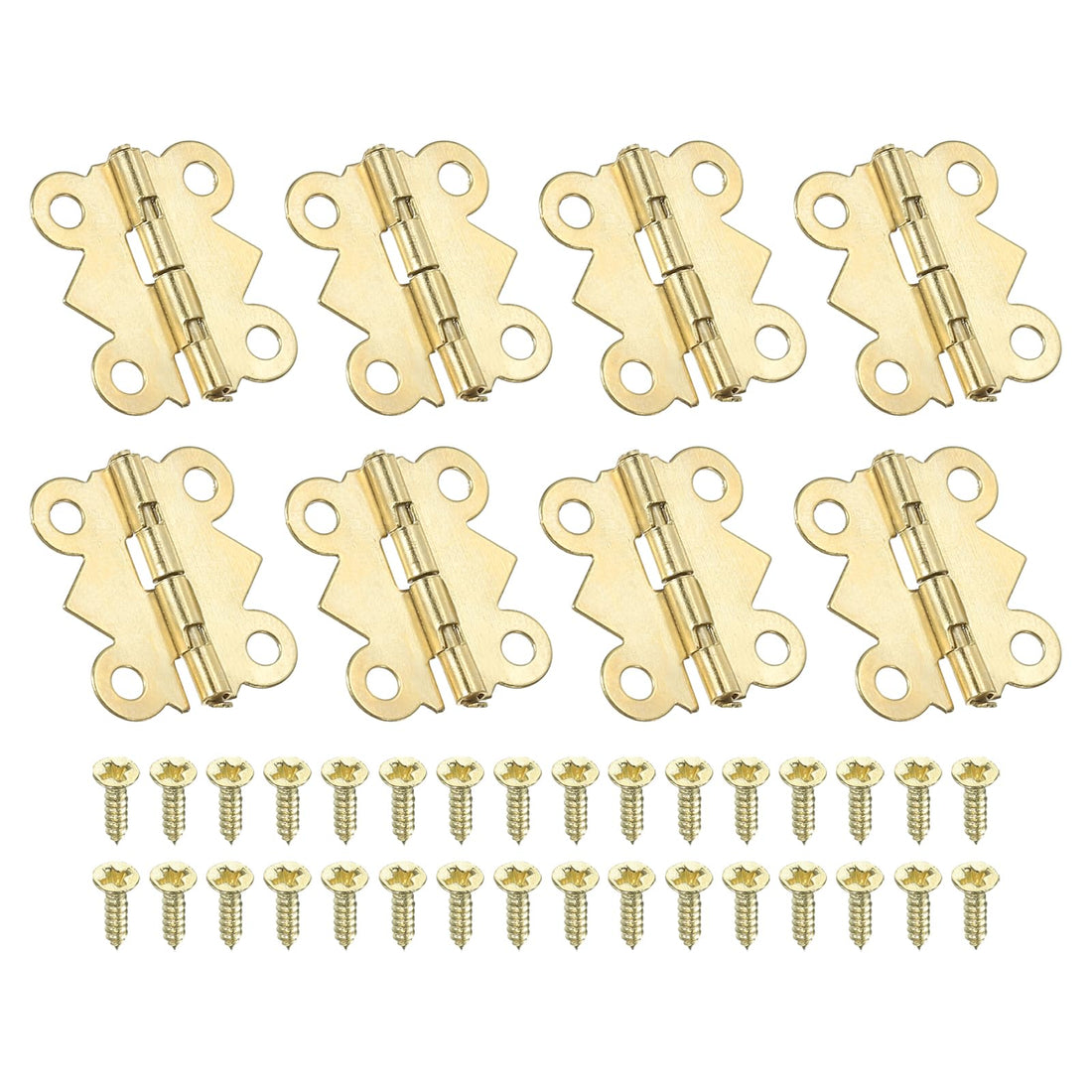 PATIKIL Small Jewelry Box Hinges, 3/4 Inch, 8 Pack, Gold, Metal, 180-degree, Mini Butterfly, with Screws