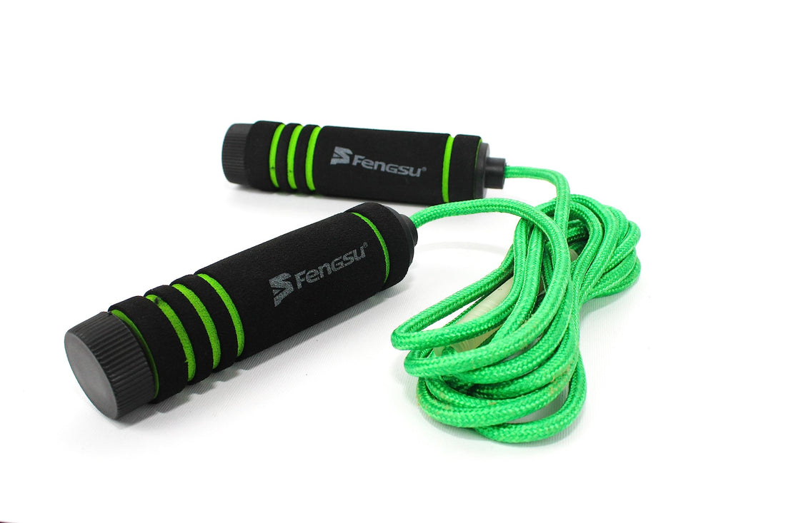 Generic Jump rope with foam handle for fitness Weight-bearing, Steel Wire, Tangle-Free With Ball Bearing Rapid, for Fitness Workout - Green