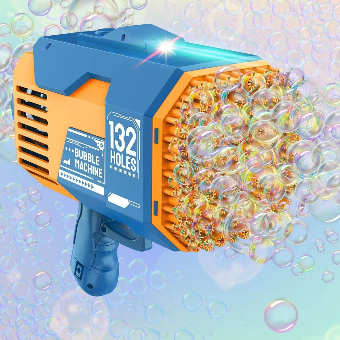 132 Hole Bubble Machine, Bubble Bazooka Gatling Gun Toys for Kids Adults, Summer Outdoors Party Activity, Easter, Birthday Gift (Blue)
