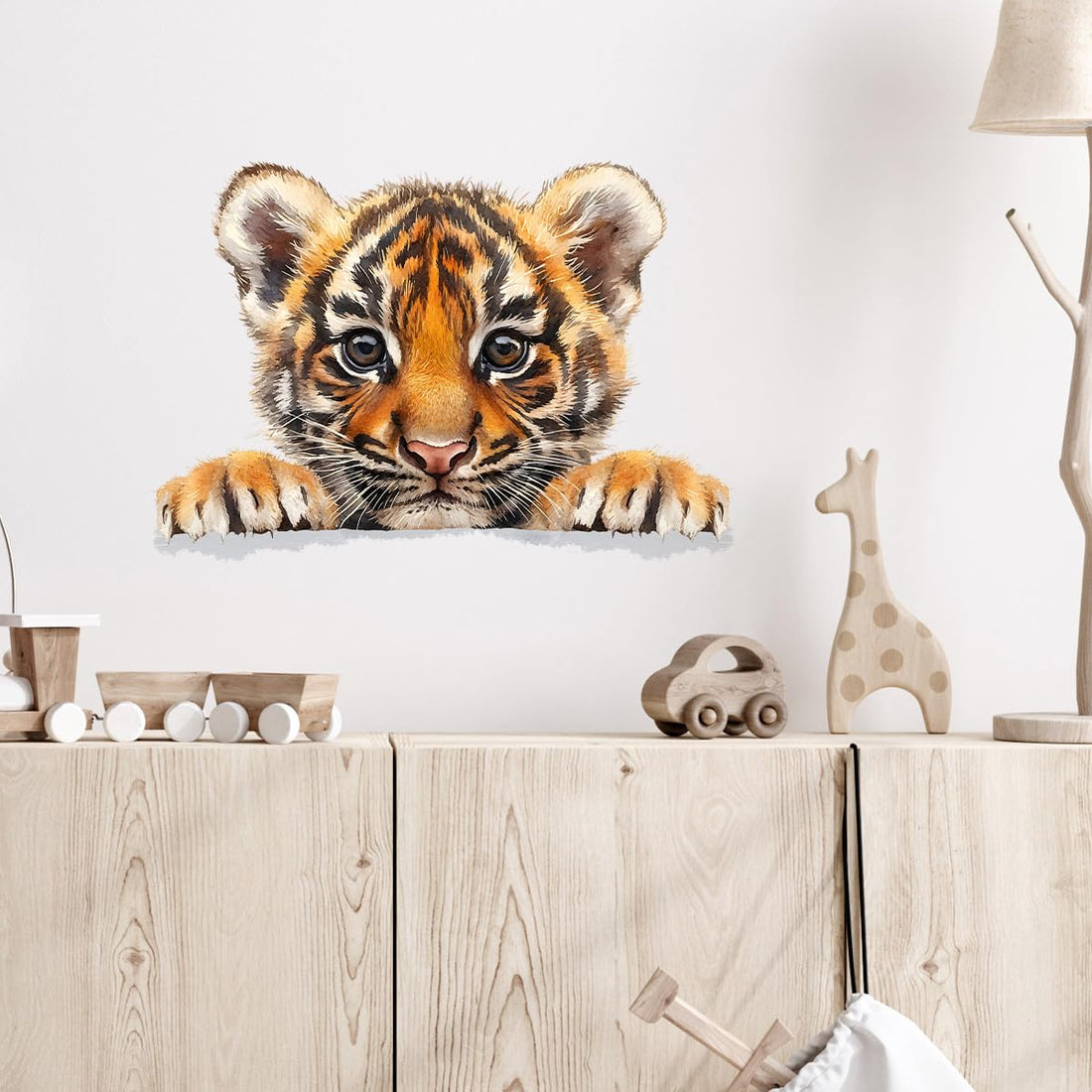 3D Peekaboo Tiger Wall Decals Removable Hidden Space Design Vinyl Stickers for Nursery Living Room and Kids Playroom Decor Peel and Stick Pop-Out Animal Wall Art