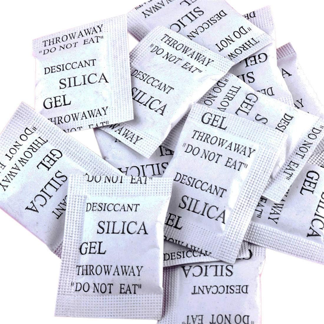 HOGOOD Non-Toxic Silica Gel Desiccant Safety Damp Moisture Absorber Dehumidifier Packs for Room Kitchen Clothes Food Storage Drying Bags (1g-100pcs)