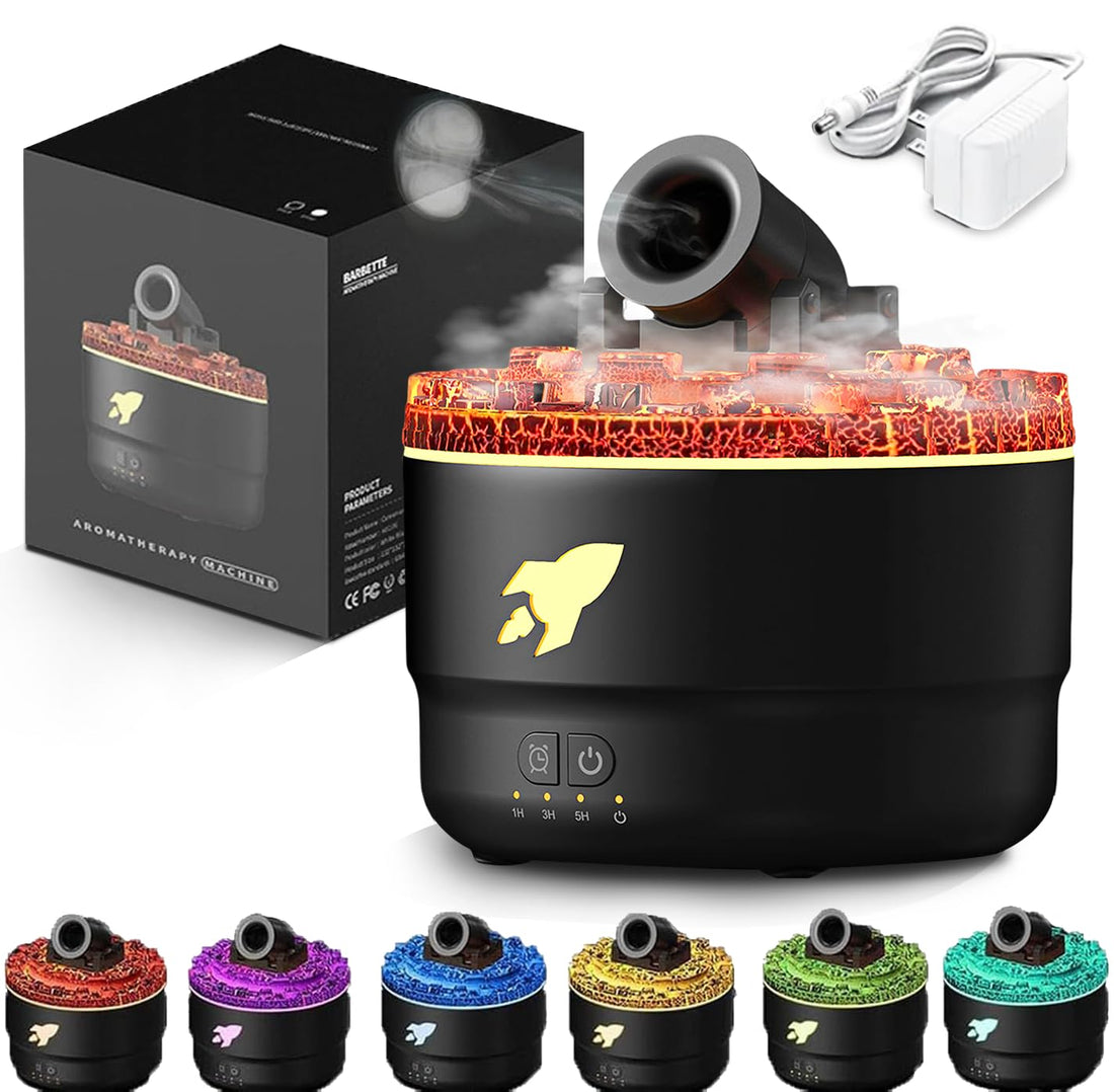 Cannon Humidifier, 7 Colors LED Mini Cannon Diffuser Silent Vapor Canon Aroma Diffuser, 2 Mode Creative Turret Cool Mist Air Aromatherapy, Small Home Desktop Humidifier for Bedroom, Waterless Auto-off