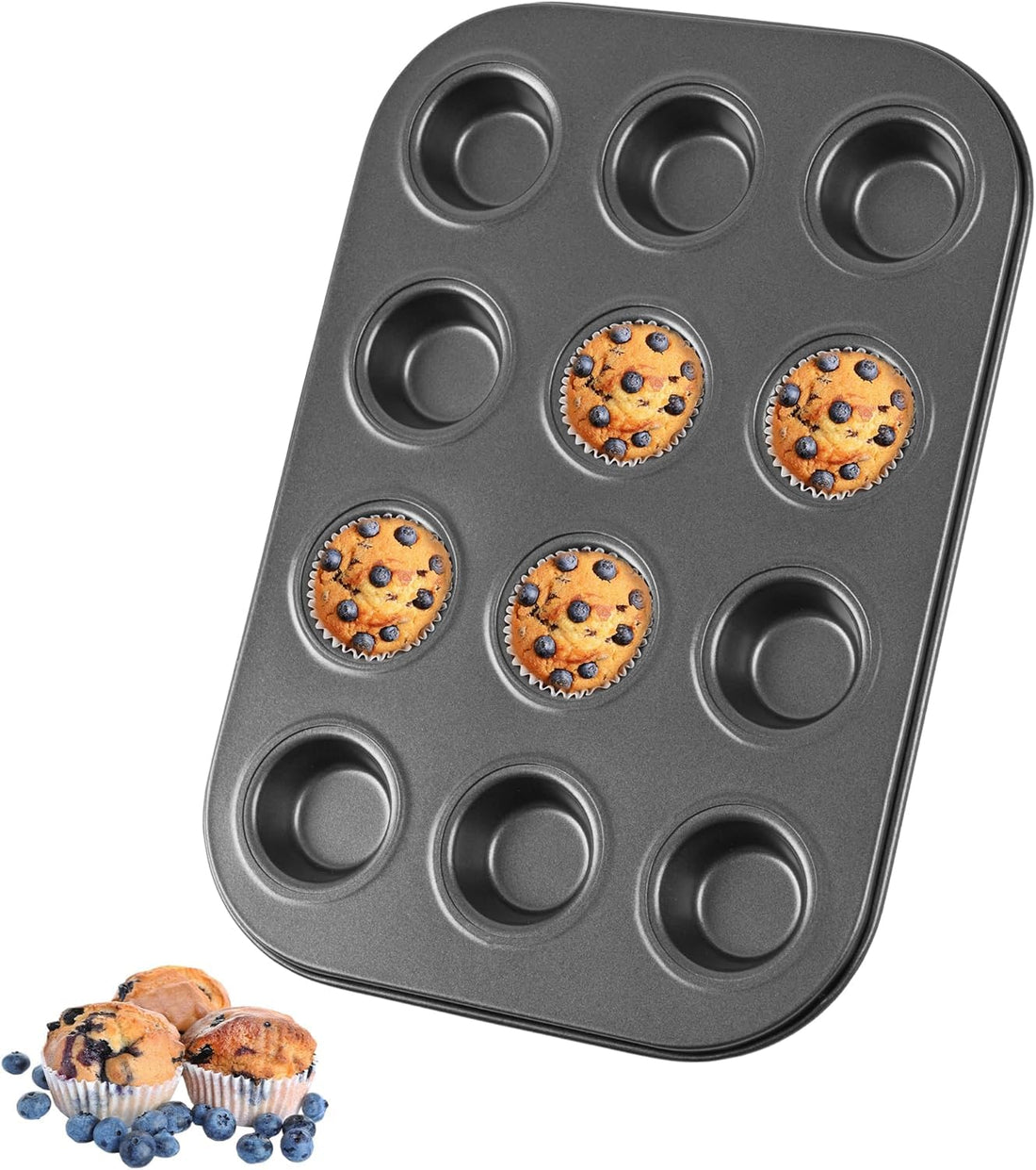 Muffin Pan Non Stick Muffin Tray Mini Cakes Pan Cupcake Baking Tray 12 Cups Mould for Pudding Pies Cupcakes Fairy Cakes Muffins Bakeware Essential Kitchen Accessories(35x26x3Cm)(1Pc) Bullet Points: