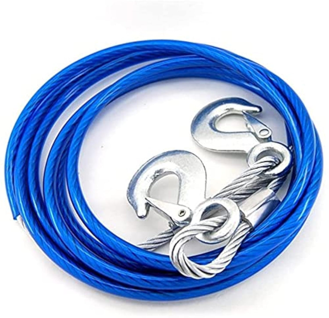 Heavy Duty Tow Ropes 4M 7 Tons Wire Cable High Strength Hook Steel Wire Trailer Car Emergency Towing Rope