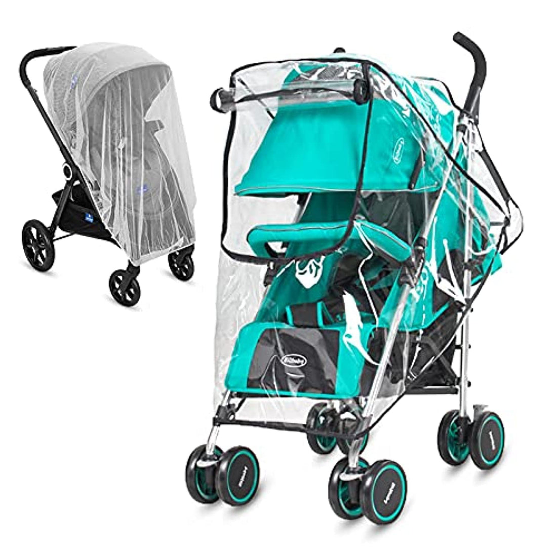 Moro Moro 3 Stroller Rain Cover And Mosquito Net (2 Pieces), Universal Stroller Accessory, Baby Travel Weather Shield, Universal, Windproof Waterproof, Protect From Dust Insects