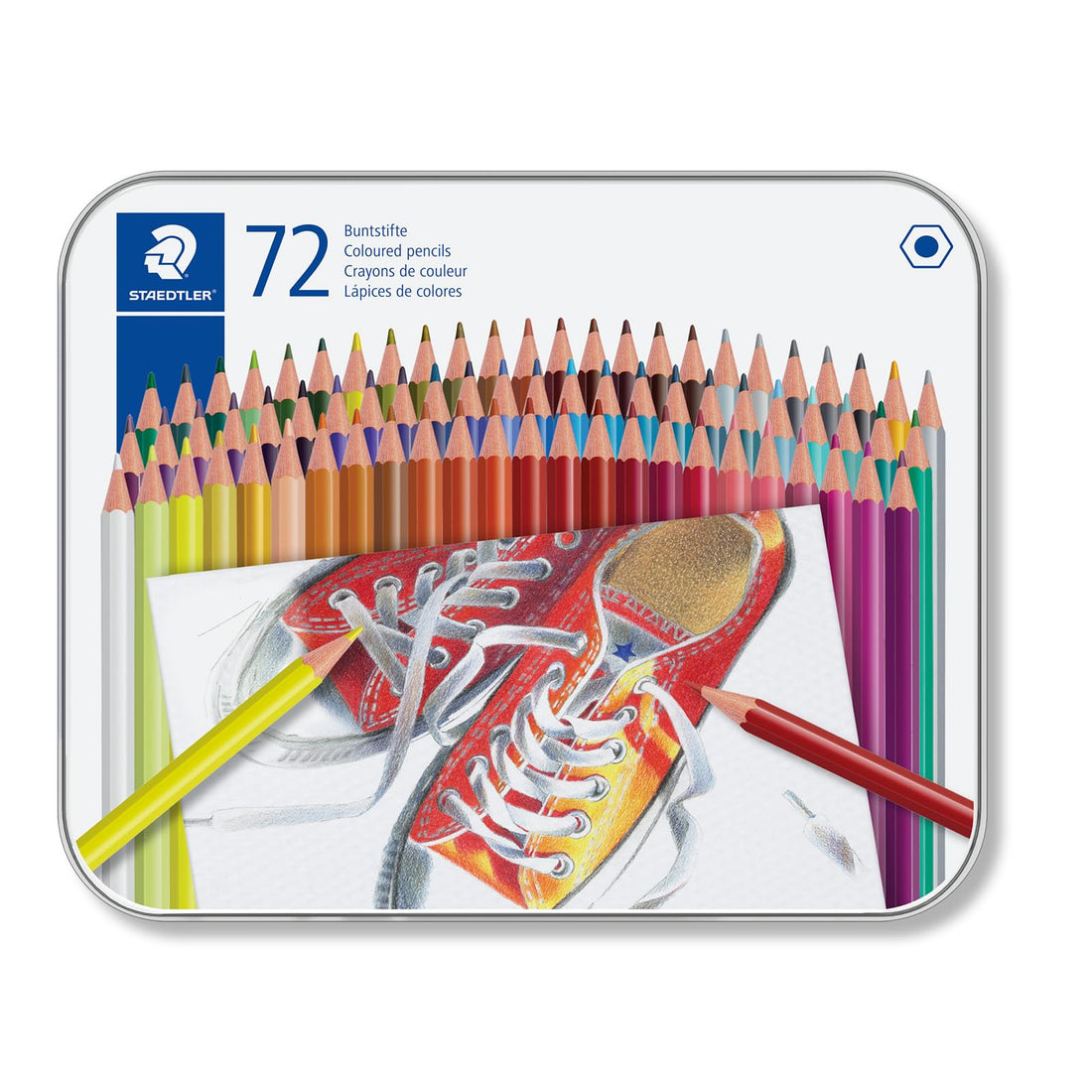 Staedtler hexagonal colored pencils with metal box - 72 pieces