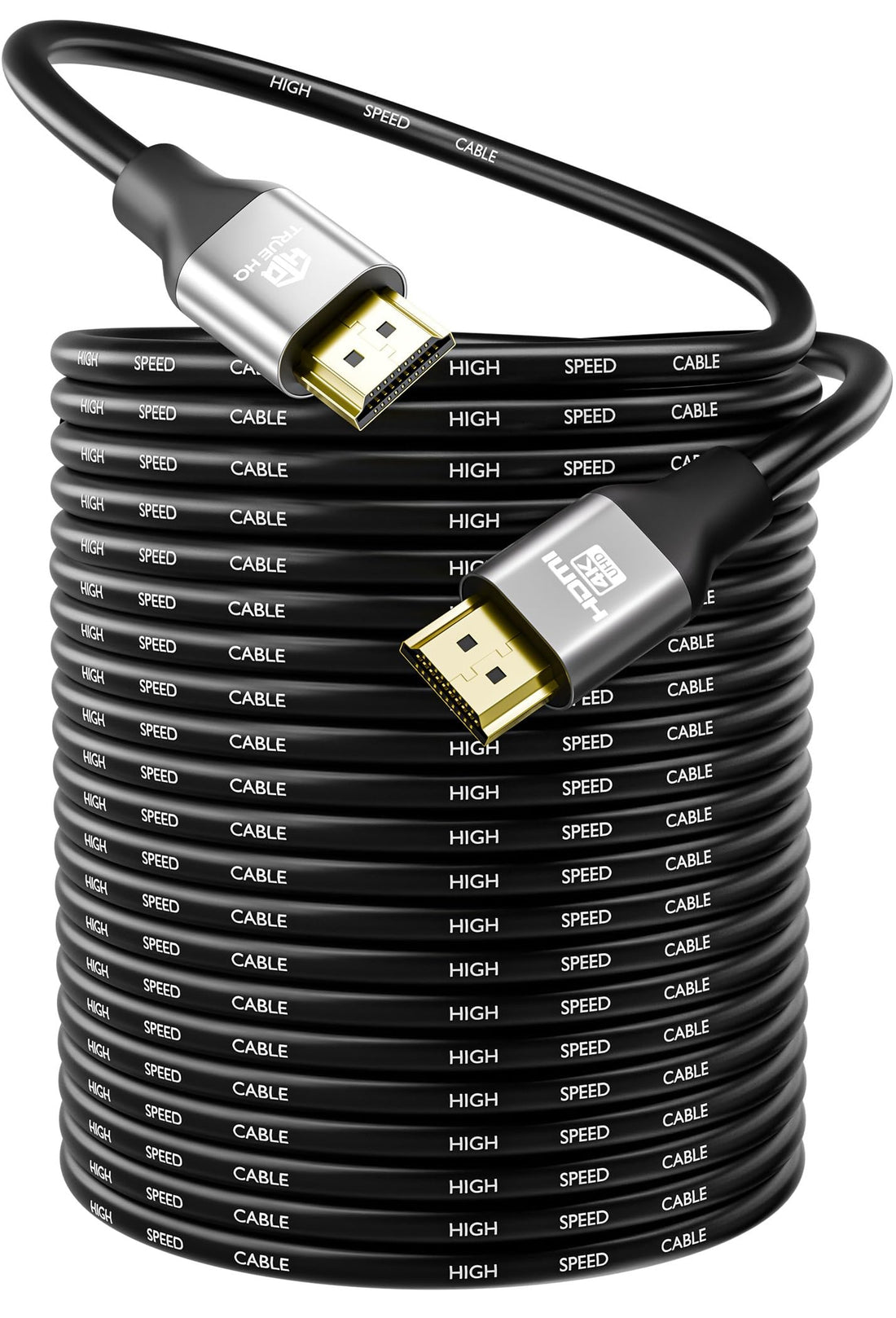 30M HDMI Cable v1.4 by True HQ™ | HIGH SPEED Long Lead with Ethernet ARC 3D | Full HD 1080P PS4 Xbox One Sky HD TV Laptop PC Monitor CCTV | Black & Gold Plated