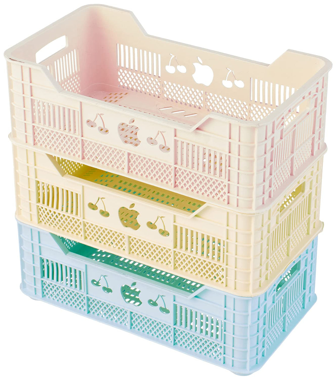 Kapas Plast Plastic Storage Basket Set, 3 Pieces - Multi Color