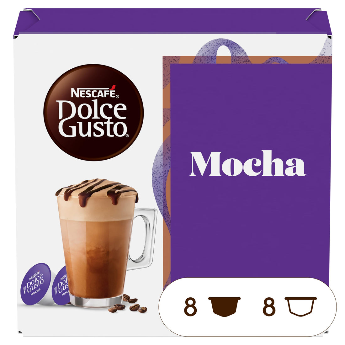 NESCAFÉ Dolce Gusto Mocha Coffee Pods, 10 Flavors (Mocha, Latte Macchiato, Cappuccino, etc.), 120 Cups, Medium-Dark Roast, Capsule, 10 Packs, 16 Count